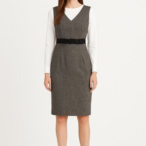 Banana Republic Wool-Blend Tweed Cap-Sleeve Sheath Dress Black White Women’s 4